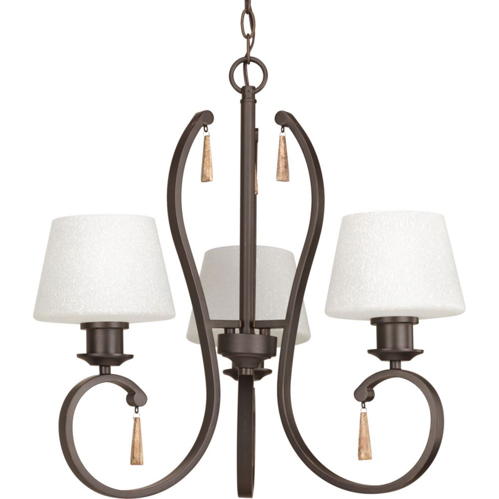 Progress Lighting Joy Collection 3 Light Antique Bronze Chandelier Club Collection 3 Light Antique Bronze Chandelier