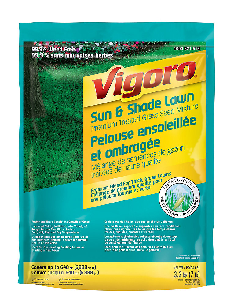 Vigoro Premium Treated Sun & Shade Grass Seed Mix (3.2 kg) The Home Depot Canada