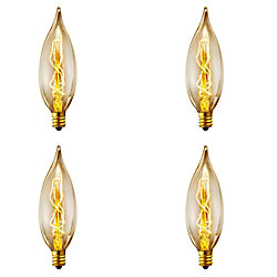 Edison 25W Incandescent CA10 Vintage Flame Tip Filament Light Bulb with E12 Base (4-Pack)