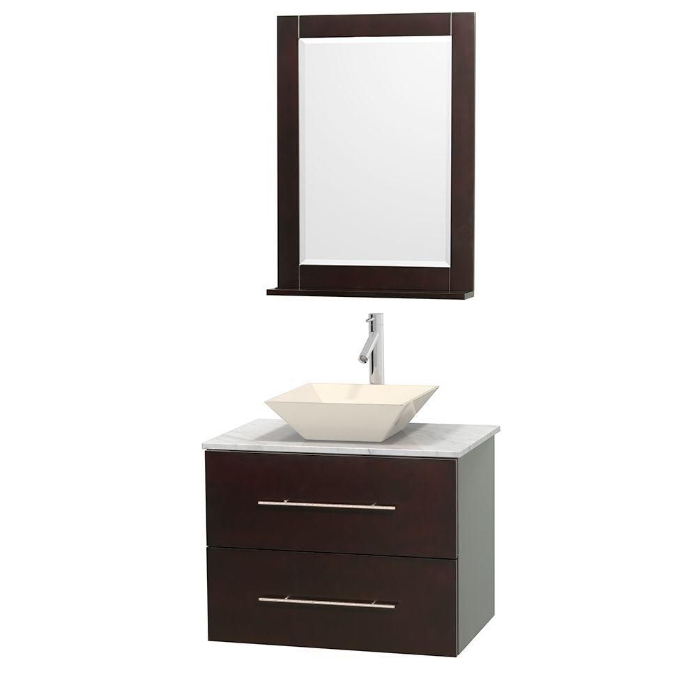 Wyndham Collection Centra 30inch W 1Drawer 1Door Wall Mounted Vanity