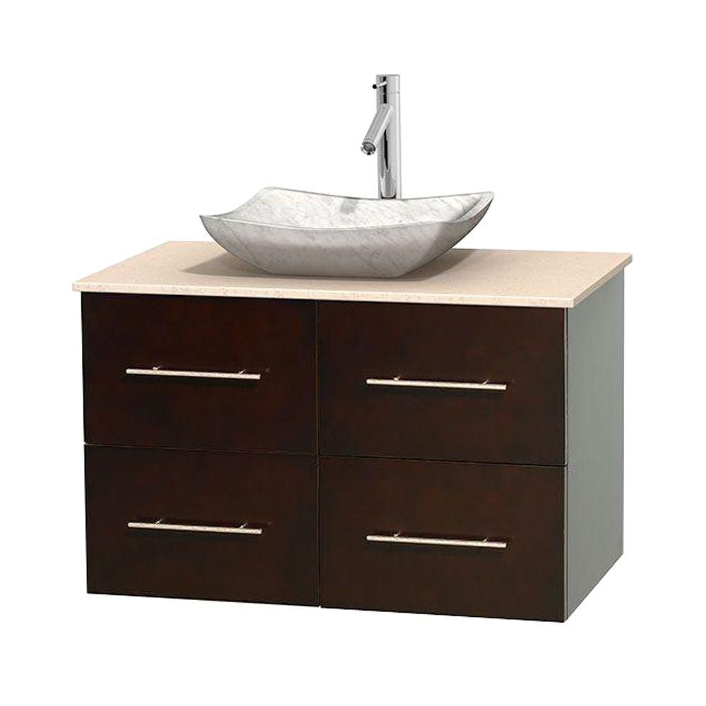 Wyndham Collection Centra 36inch W 2Drawer 2Door Wall Mounted Vanity
