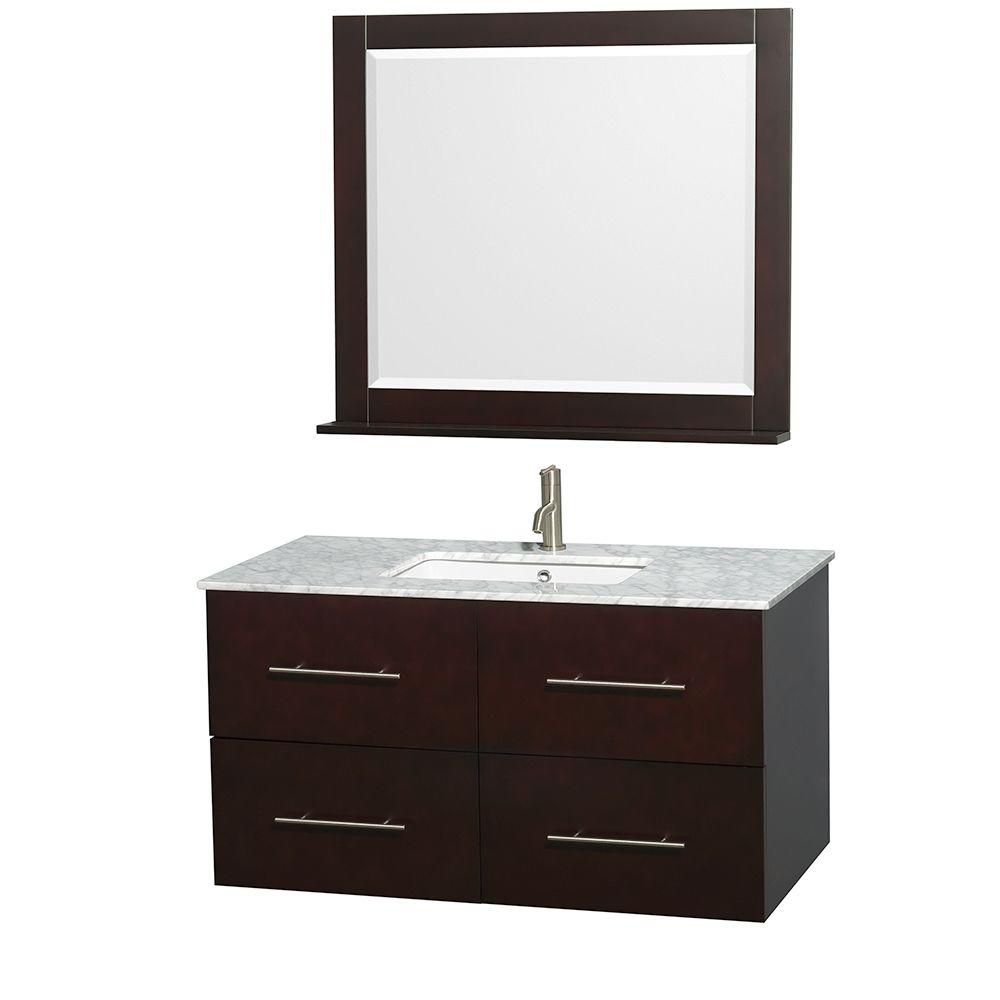 Wyndham Collection Centra 42inch W 2Drawer 2Door Wall Mounted Vanity