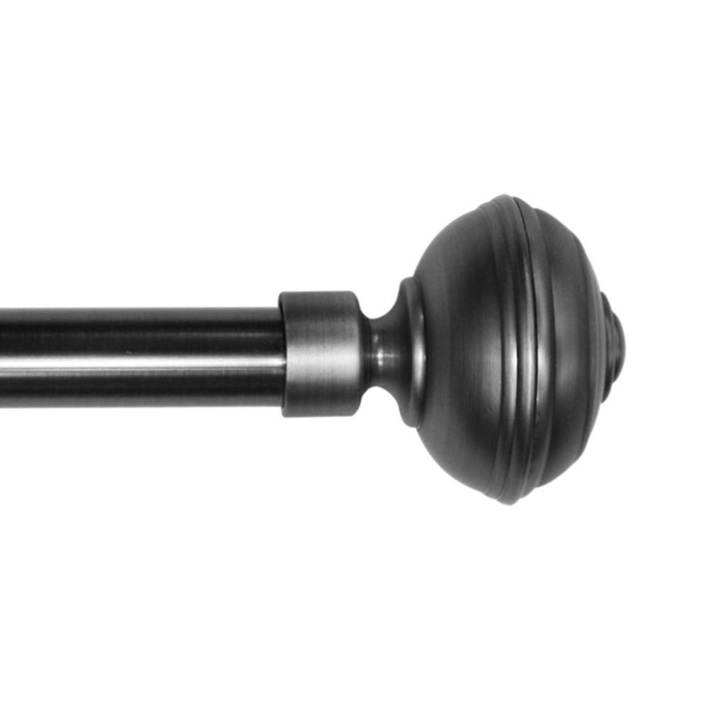 72-inch to 144-inch 1-inch Curtain Rod Kit in Gun Metal with Rounded ...