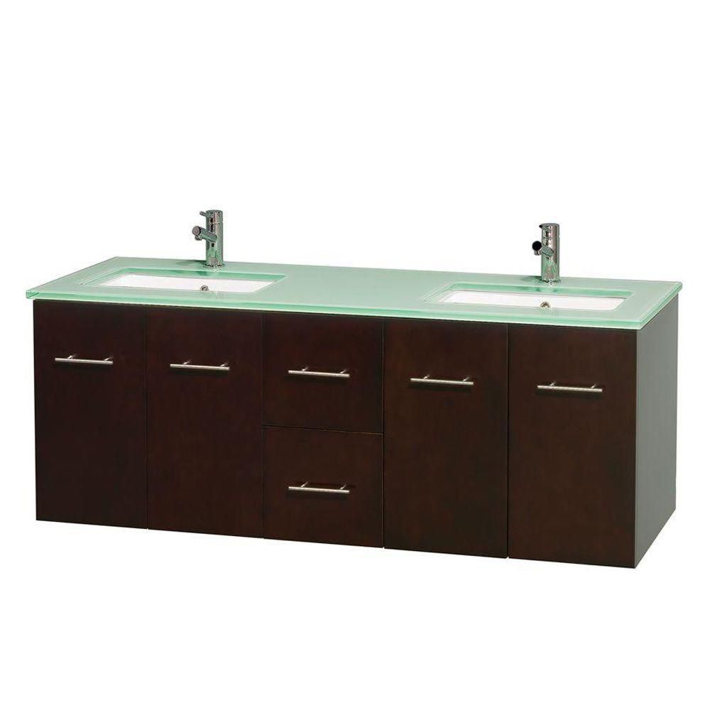 Wyndham Collection Centra 60inch W 2Drawer 4Door Wall Mounted Vanity