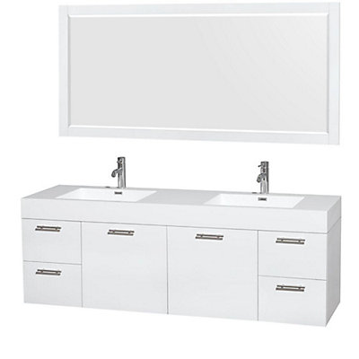 Wyndham Collection Amare 72 Inch W 4 Drawer 2 Door Wall Mounted Wyndham Collection Amare 72 Inch W 4 Drawer 2 Door Wall Mounted Vanity In White With Acrylic Top Basins The Home Depot Canada