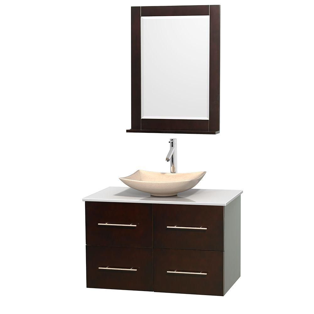 GLACIER BAY Ashland II 36inch W Vanity in Chocolate Finish with Stone