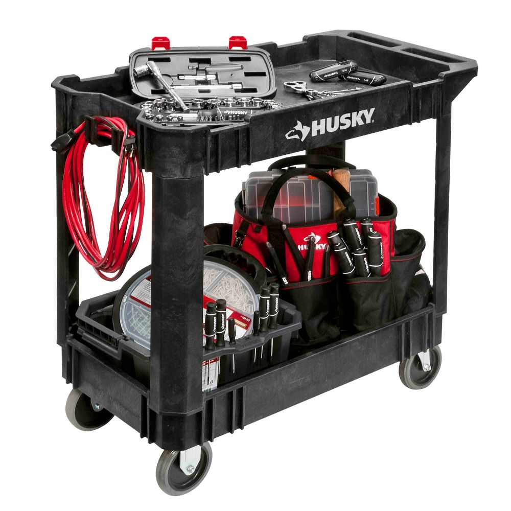 HUSKY 17inch x 33inch x 34inch Rolling Utility Cart The Home Depot