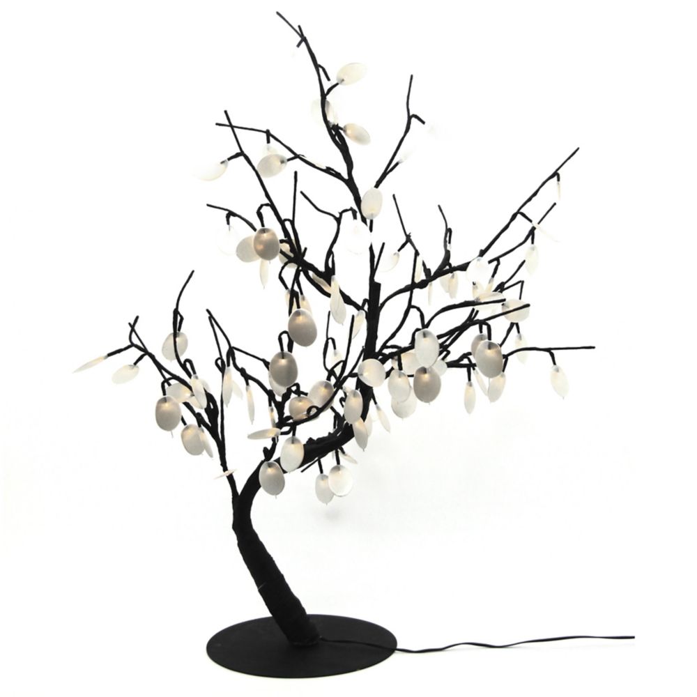 HiLine Gift Floral Lights Lighted Silver Dollar Bonsai tree with 96
