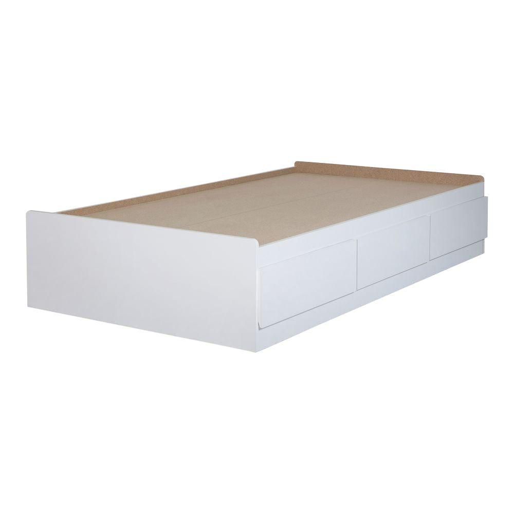 South Shore Vito Twin Mates Bed (39 inch) with 3 Drawers, Pure White