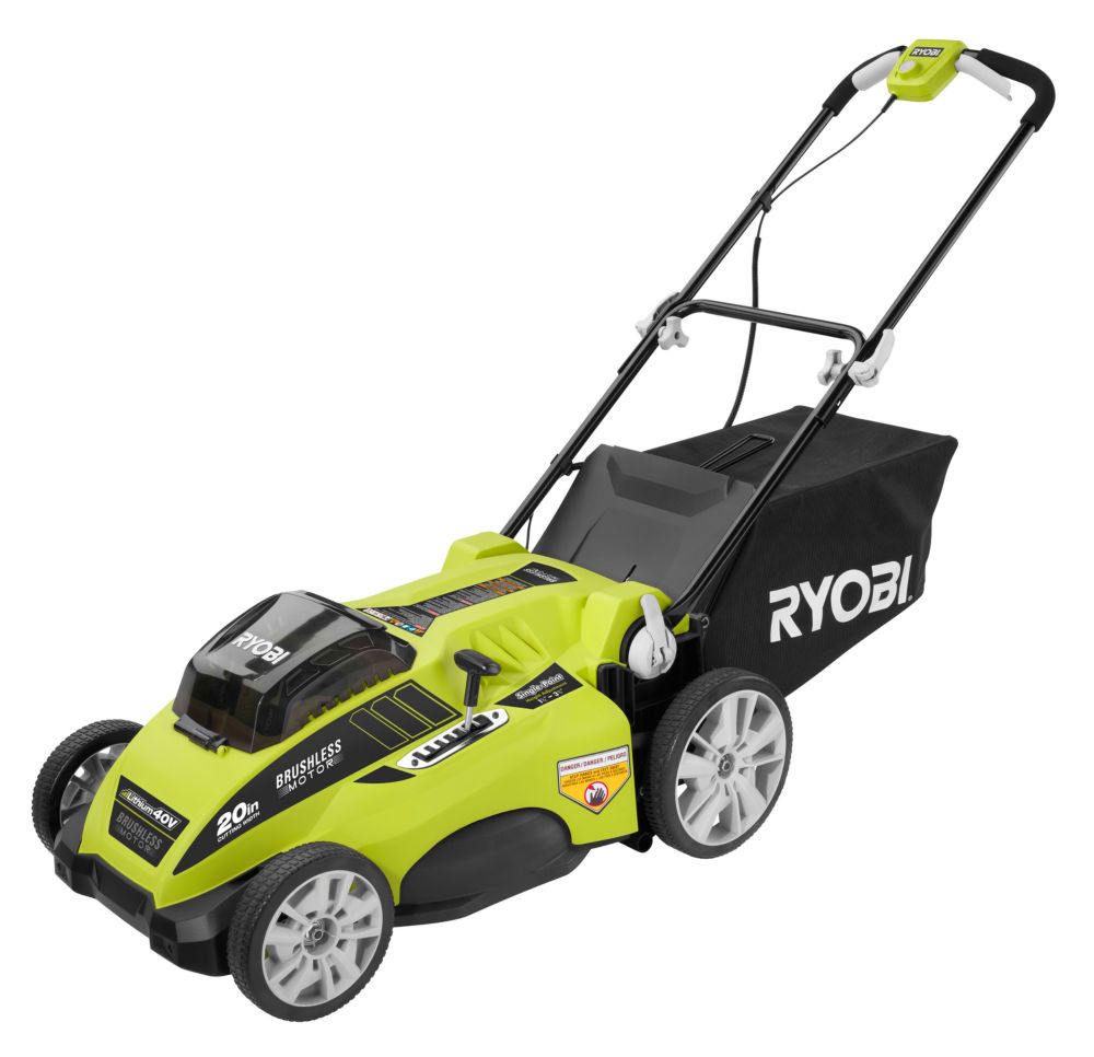RYOBI 20inch 40V Brushless Lawn Mower with Two 4.0 amp Batteries The