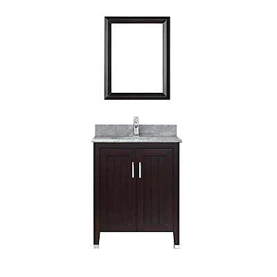 Art Bathe Jackie 28 Inch W 1 Drawer 2 Door Vanity In Brown With Art Bathe Jackie 28 Inch W 1 Drawer 2 Door Vanity In Brown With Marble Top Grey Faucet And Mirror The Home Depot Canada