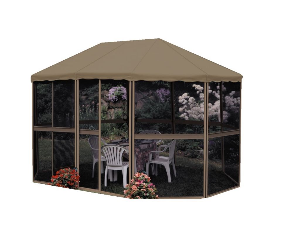 Gazebo Penguin Gazebo Oblong 3 Saisons 13'x9' Sable/Taupe Home Depot
