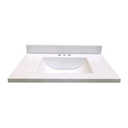 Magick Woods 37-Inch W x 22-Inch D Marble Vanity Top in White with Wave ...