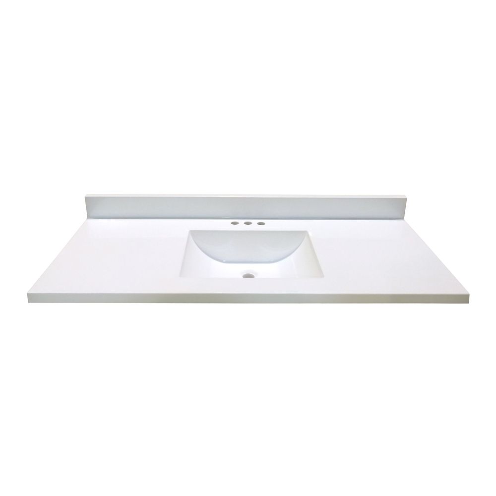 Magick Woods 49 In. W x 22 In. D White Vanity Top with Wave Bowl | The ...