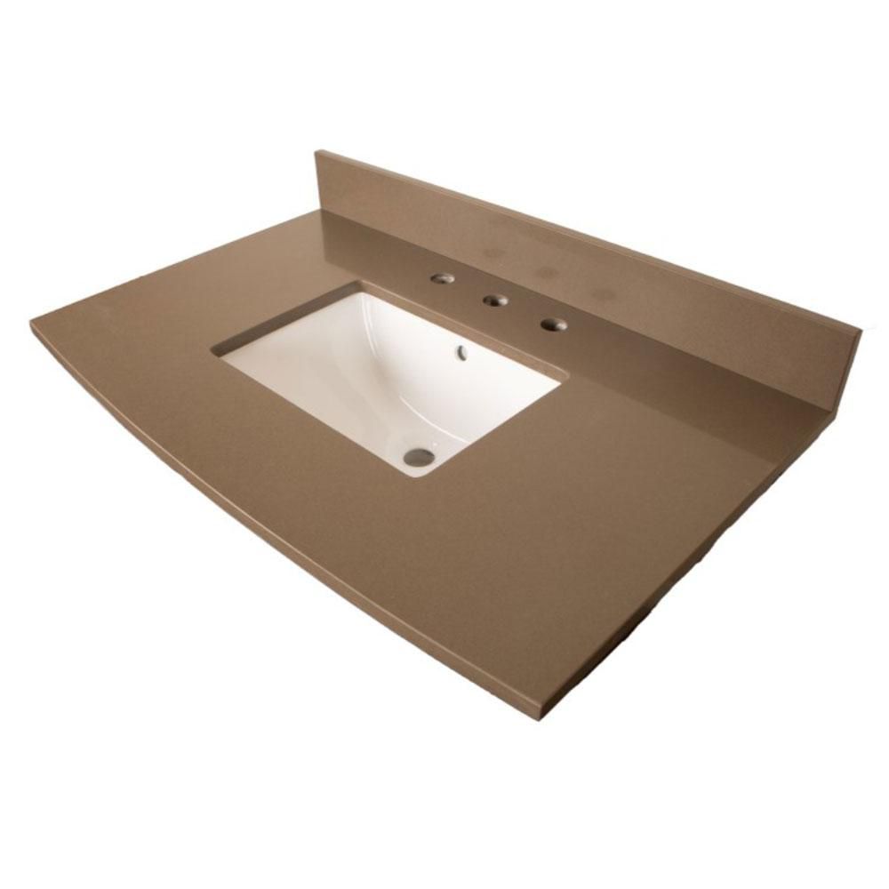 Bellaterra 36-Inch W Quartz Vanity Top in Taupe with Rectangular Sink