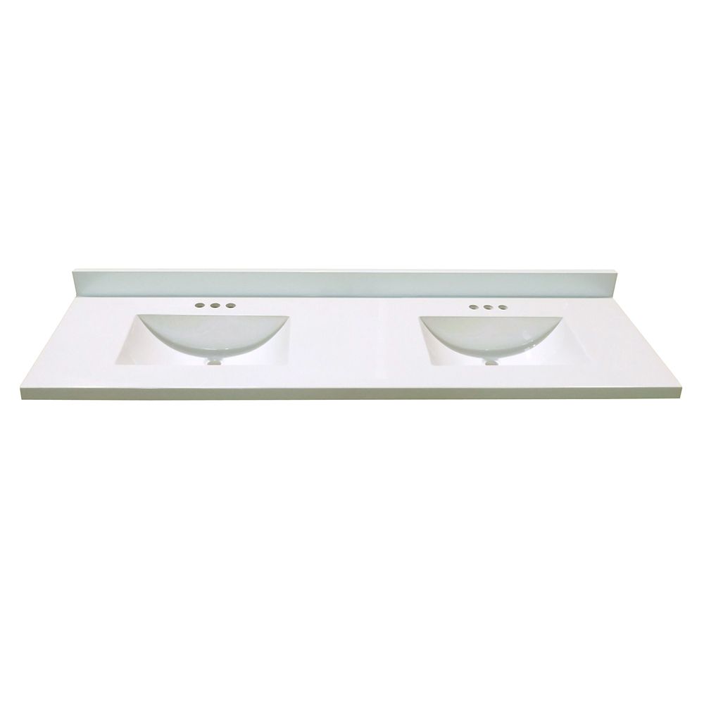 Magick Woods 73-Inch W x 22-Inch D Marble Vanity Top White with 2 Wave ...