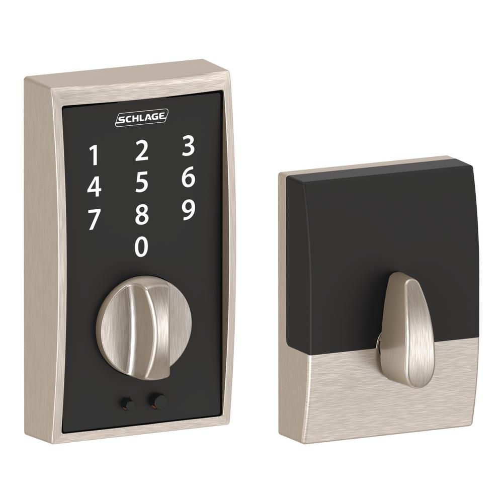Schlage Touchscreen Deadbolt Century Escutcheon Satin Nickel The Home