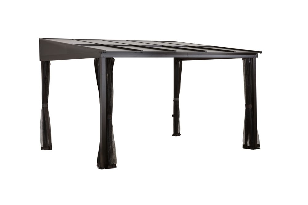 Sojag Pompano 10 ft. x 10 ft. Wall Mounted Sun Shelter in Dark Brown The Home Depot Canada