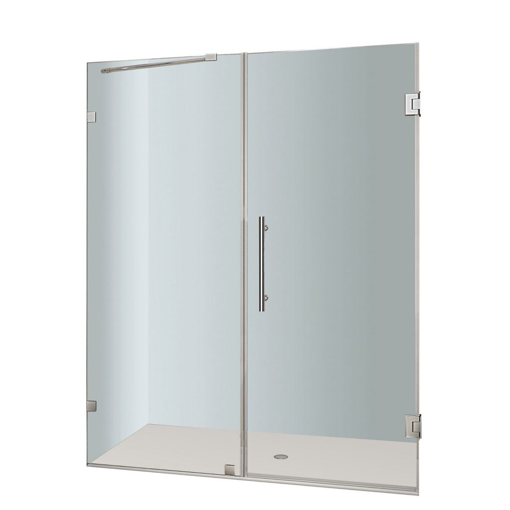 Aston Nautis 60 In. x 72 In. Completely Frameless Hinged Shower Door in Chrome The Home Depot