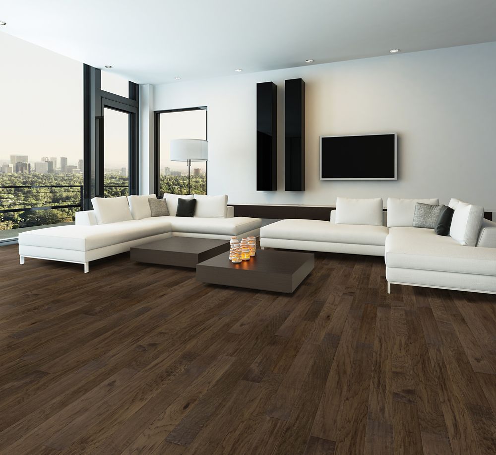 Hardwood The Home Depot Canada Smoked Hickory 4 7 8 Inch W Engineered Hardwood Flooring 25 83 Sq