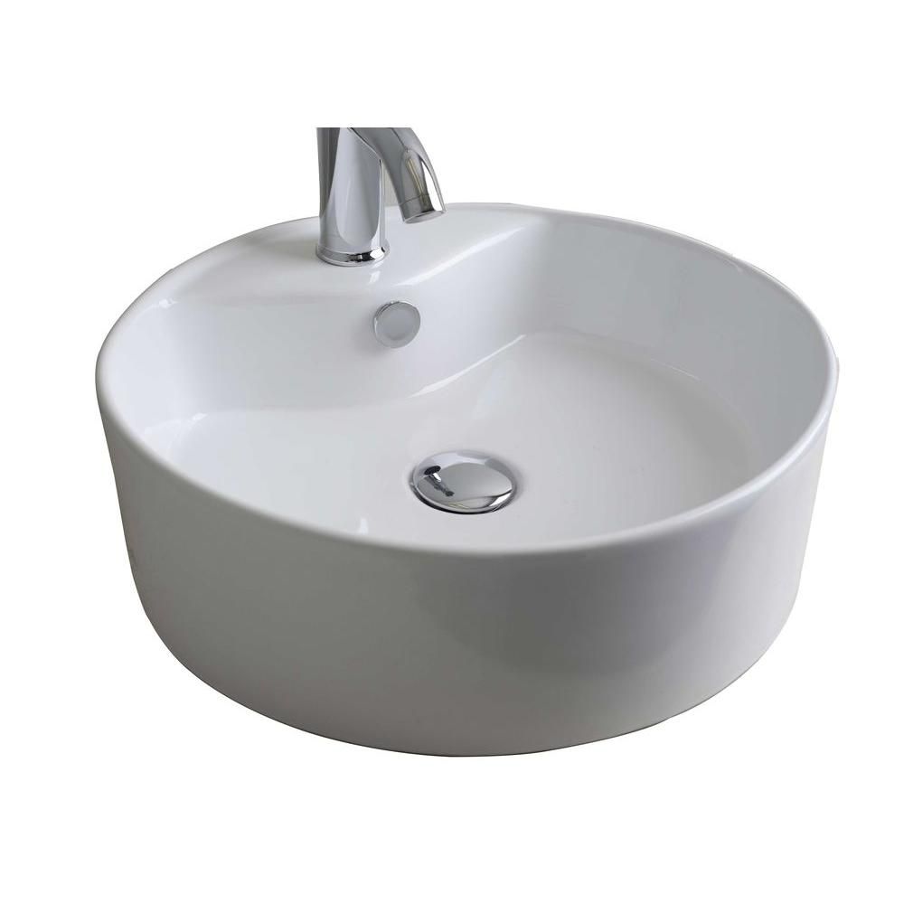 American Imaginations 18inch W x 18inch D Round Vessel Sink in White