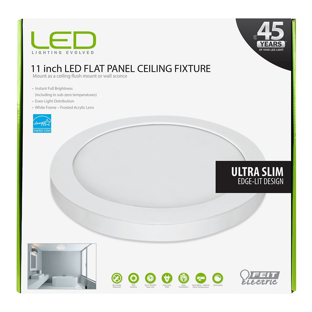 Feit 11 Inch White Integrated Led Round Edge Flushmount Light Feit 11 Inch White Integrated Led Round Edge Flushmount Light Fixture The Home Depot Canada