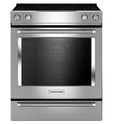 Kitchenaid 30 Inch 6 4 Cu Ft Single Oven Electric Range With Self Kitchenaid 30 Inch 6 4 Cu Ft Single Oven Electric Range With Self Cleaning Convection In Stainless Steel The Home Depot Canada