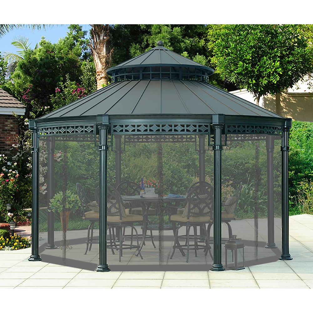 Sunjoy Universal Ontario Round Gazebo Mosquito Netting | The Home Depot ...