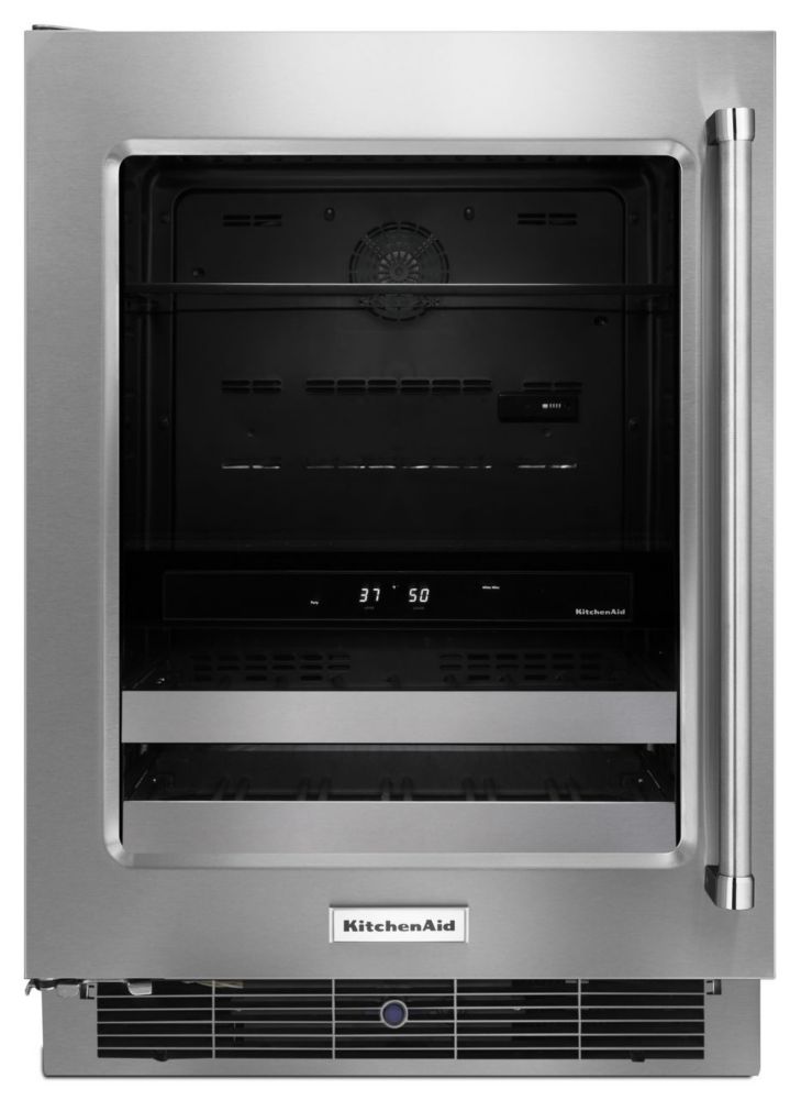 KitchenAid 24inch W Undercounter Beverage Fridge in Stainless Steel