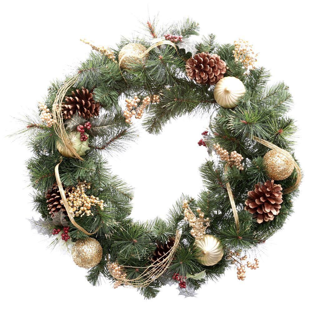 msl 30 inch wreath with gold ornament the home depot canada msl 30 inch wreath with gold ornament the home depot canada