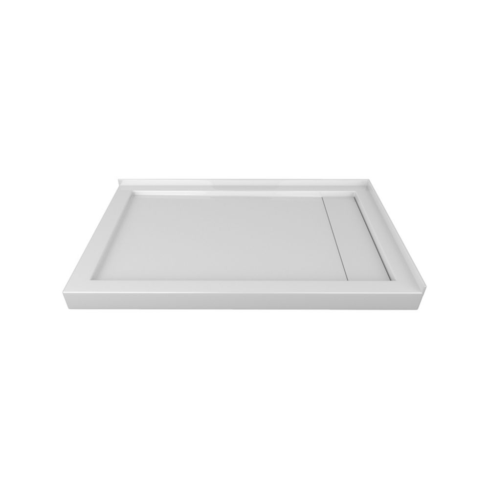Valley 48 x 32 In. Linear Drain Double Threshold LeftHand Shower Base