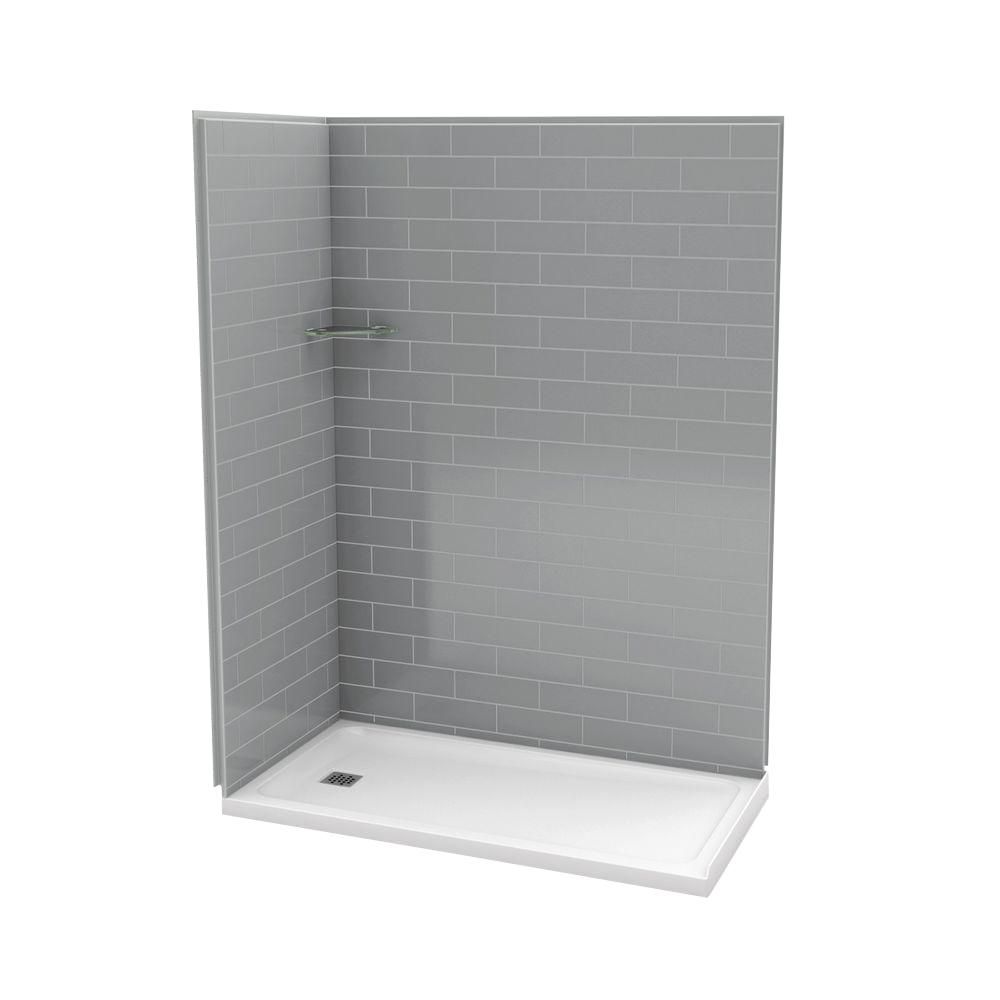MAAX Utile 32Inch x 60Inch Corner Shower Stall in Metro Ash Grey