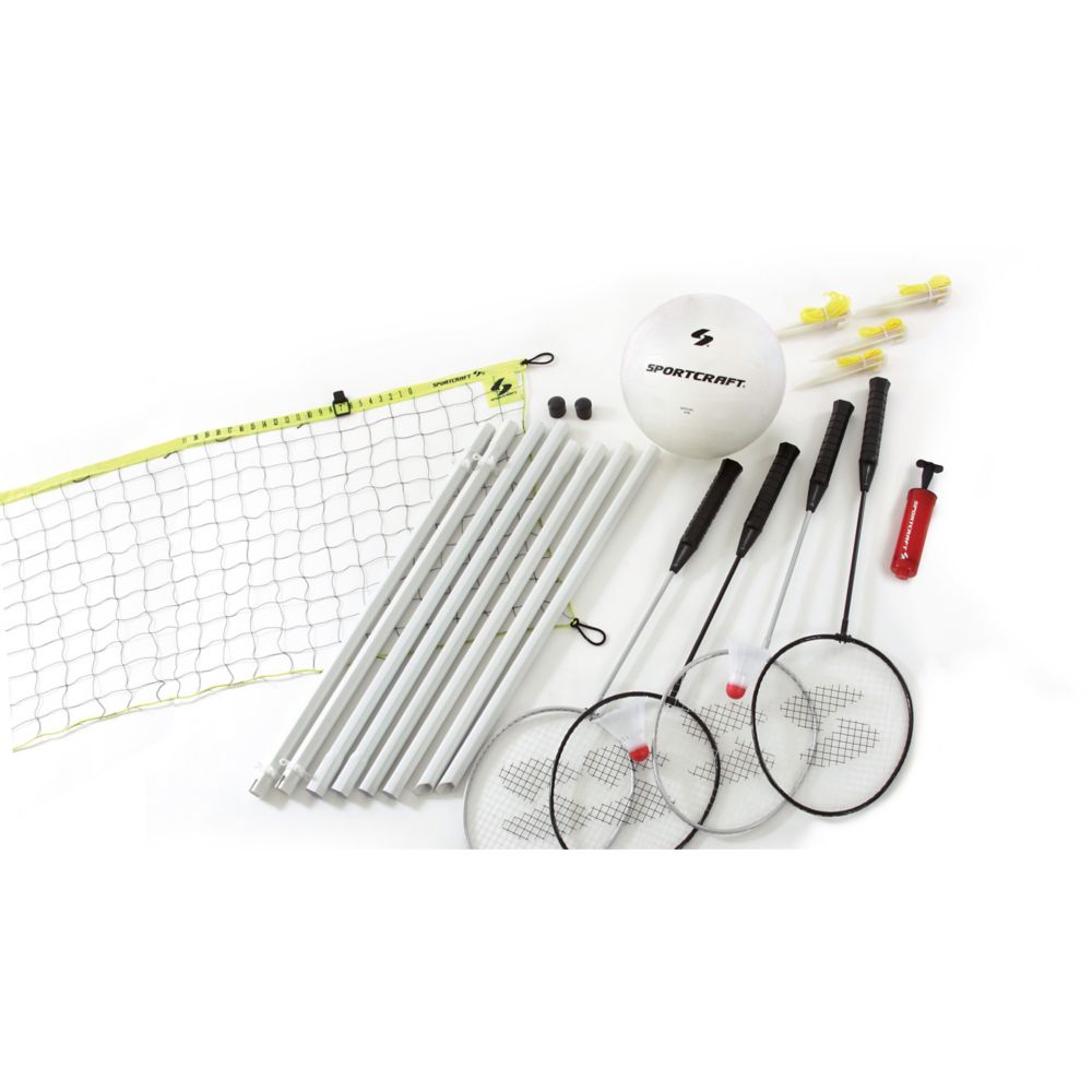 4 Player Badminton Volleyball Combo Set