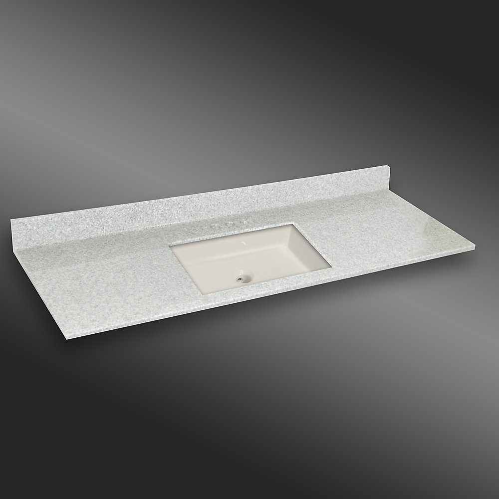 61 Inch W X 22 D Granite Square Centre Basin Vanity Top In Willow Mist