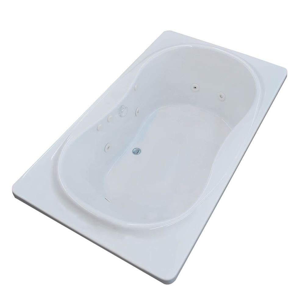 Universal Tubs Star 6 Ft Acrylic Drop In Center Drain Rectangular Whirlpool Bathtub Friction 3791