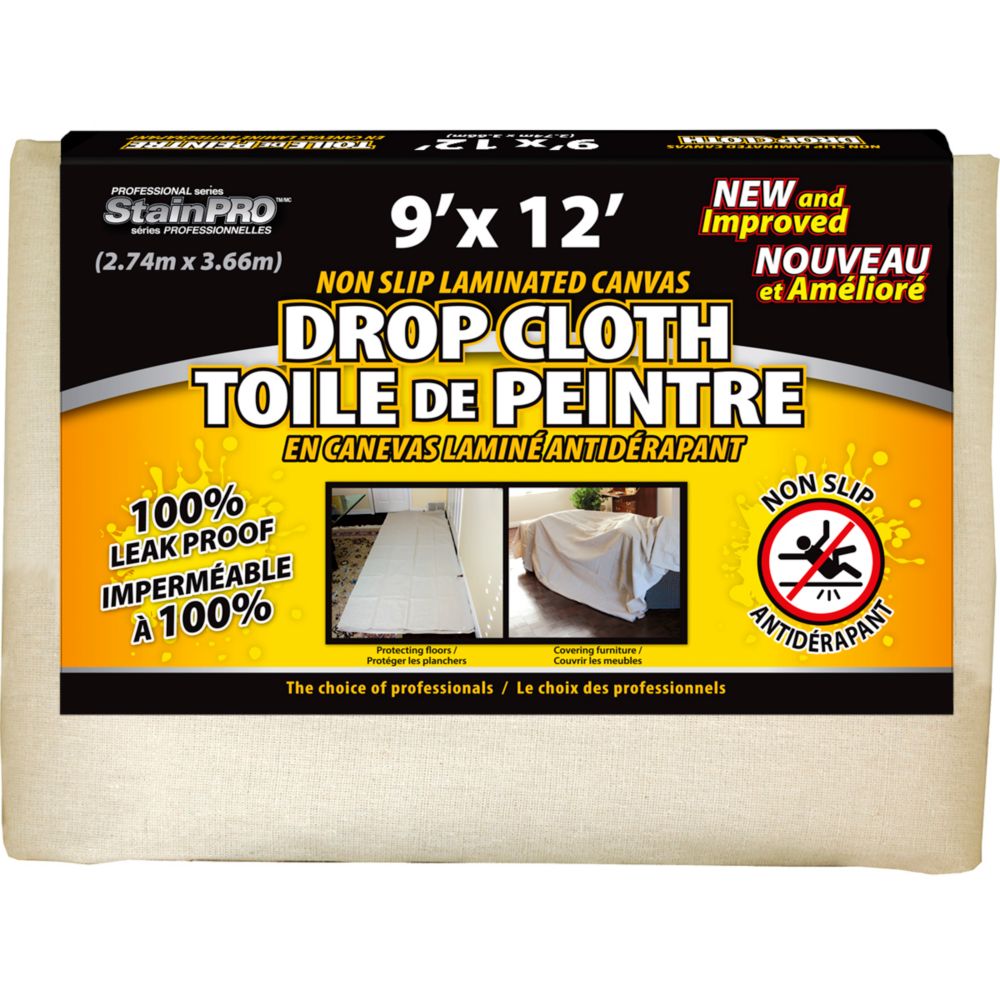 Stain Pro Non Slip Laminated Canvas Drop Cloth 9 Feet x 12 Feet (2