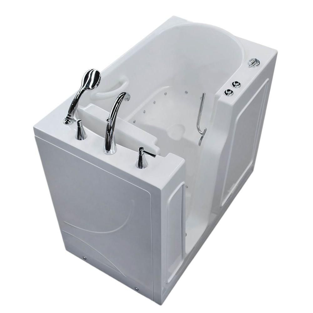 3 Ft 9 Inch Left Drain Walk In Air Bathtub In White 46 Inch L X 26 Inch W X 38 Inch H