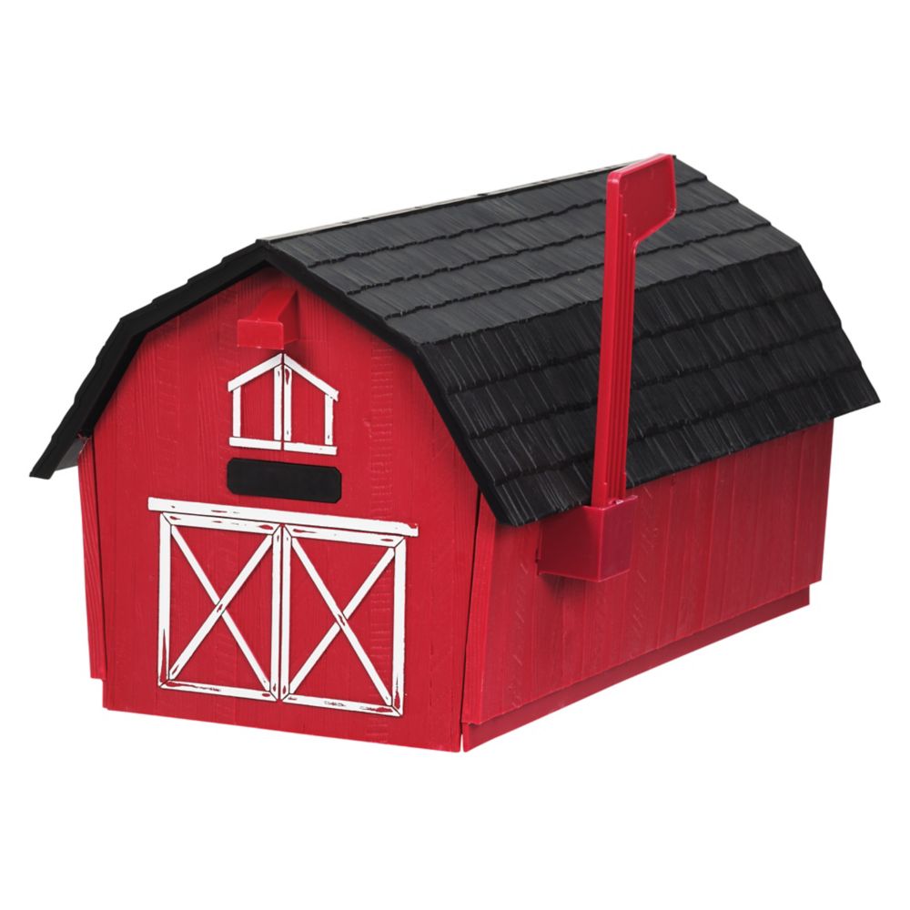 Barn Post Mount Mailbox, Red