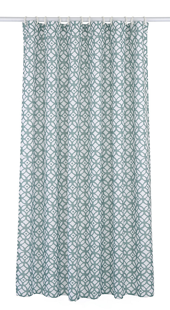 Lj Home Fashions Madison Geometric Fabric Shower Curtain Liner Ring Lj Home Fashions Madison Geometric Fabric Shower Curtain Liner Ring Set 14 Piece Aqua Blue White