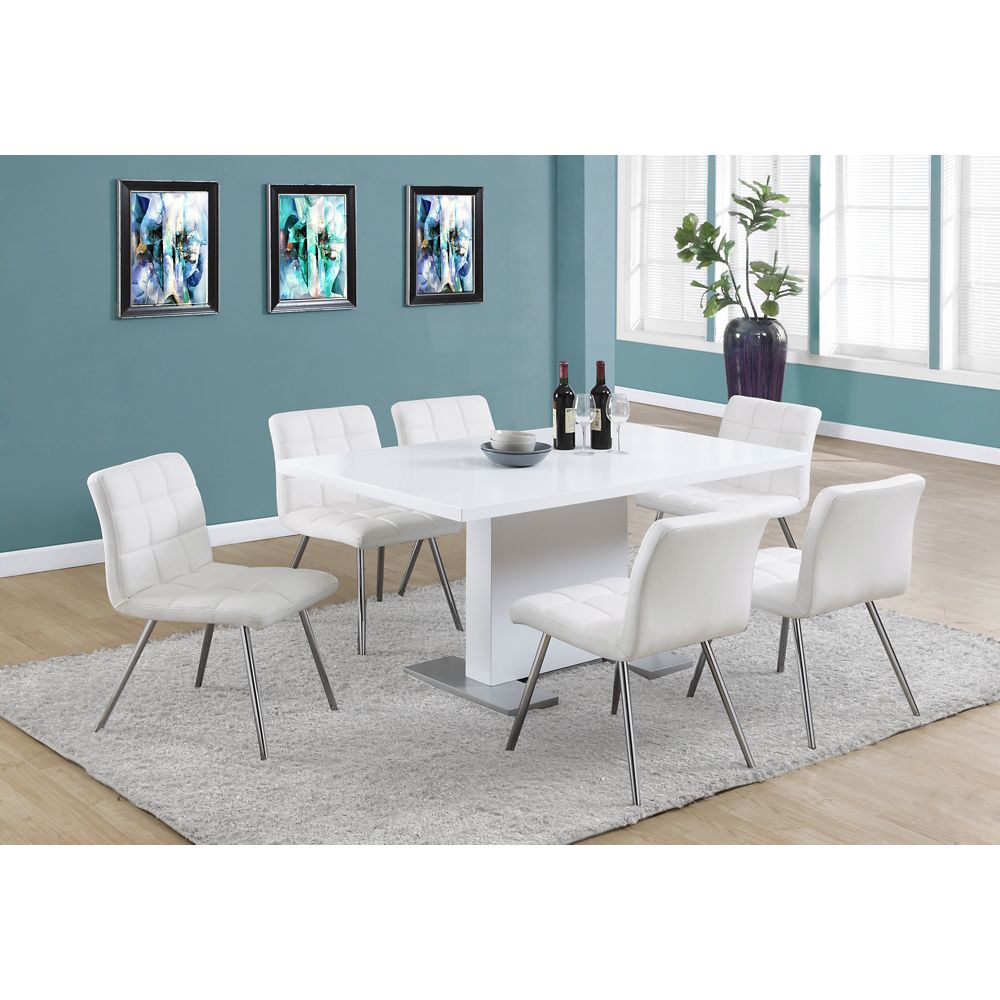 monarch white kitchen table with silver metal bottom