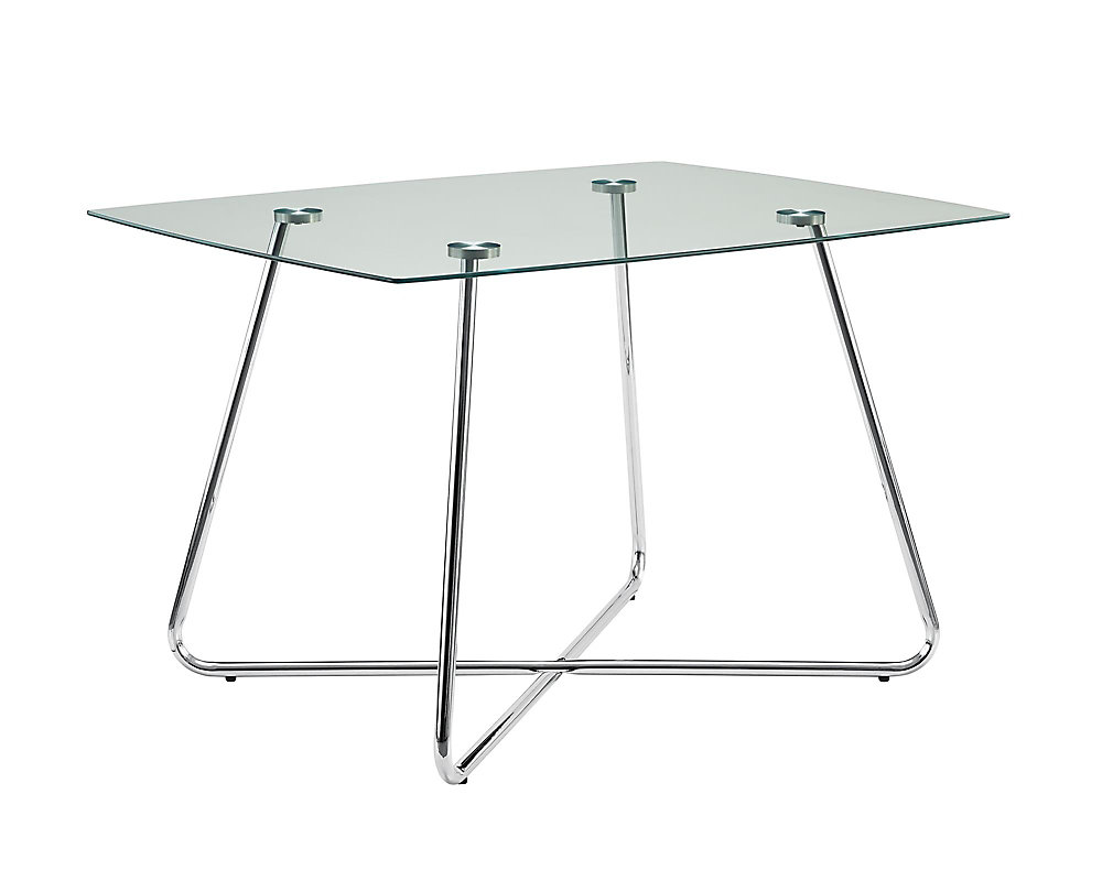 Chrome Metal 8mm Tempered Glass 40 Dia Dining Table