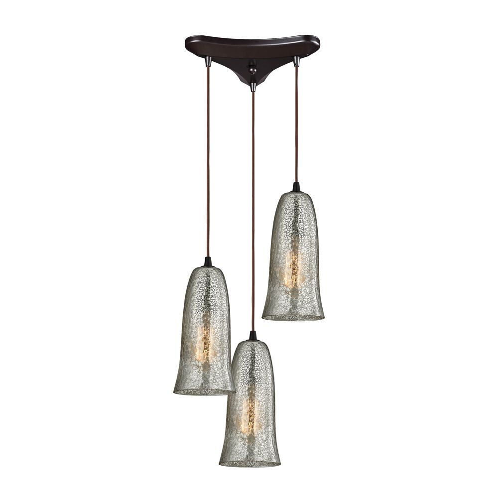 Titan Lighting Hammered Glass 3 Light Pendant In Oil Rubbed Bronze   P 1000843792 