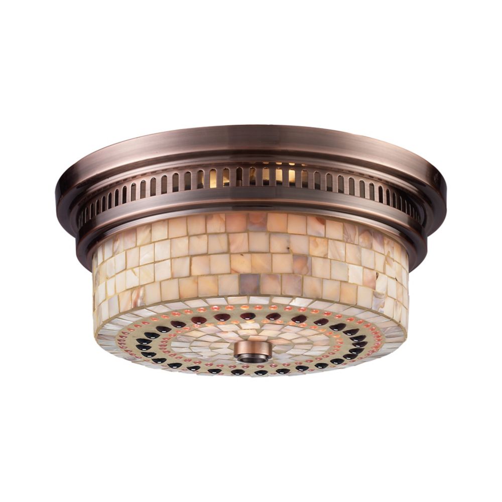 Titan Lighting Chadwick 2Light Flush Mount In Antique Copper And Cappa