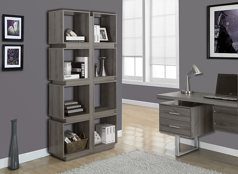 Manufactured Wood Cubed Bookcase In Dark Taupe
