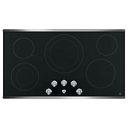 36" Smoothtop Electric Cooktop in Stainless Steel with 5 Elements Including 9"/12" Power Boil Element