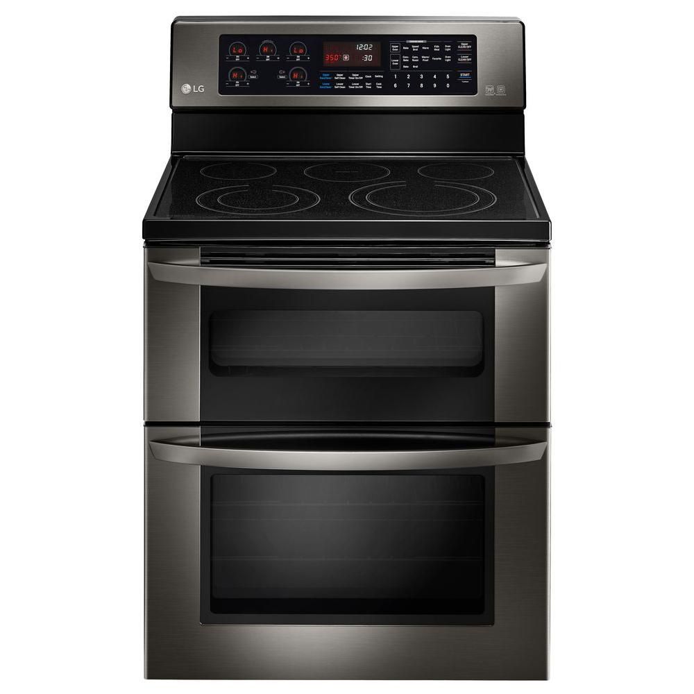 LG 6.7 Cu. Ft. Electric Double Oven Range with EasyClean in Black ...