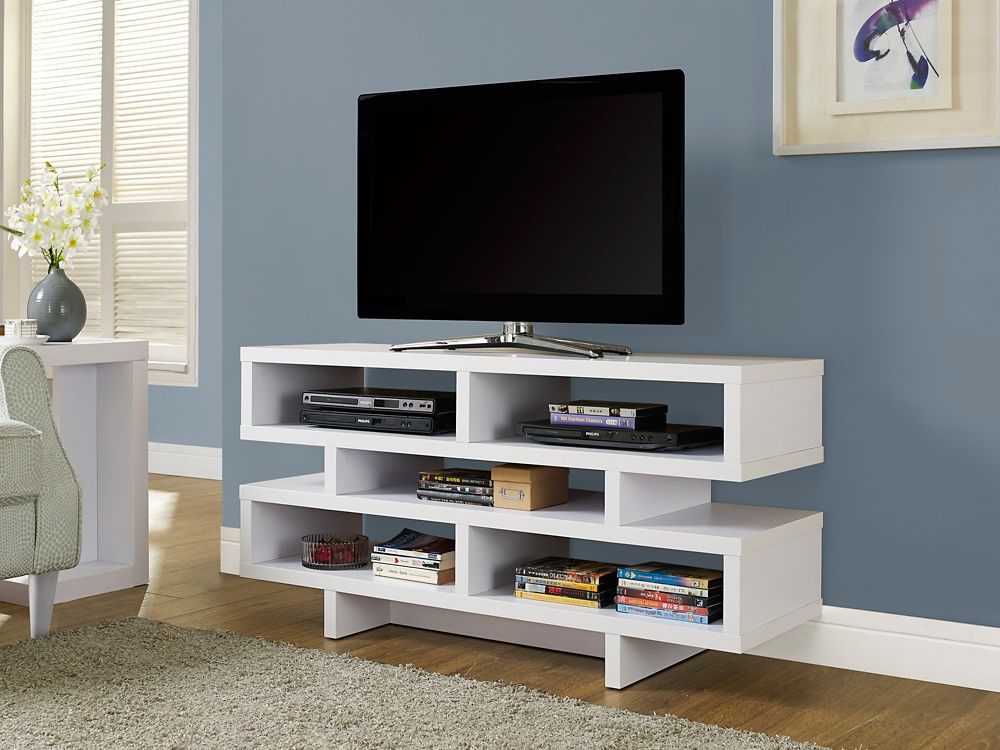 Monarch Specialties White Hollow Core 48 L Tv Console The Home White Hollow Core 48 L Tv Console Photo Of