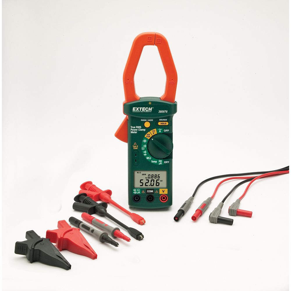 Extech Instruments Single Phase/Three Phase 1000A AC Power Clamp Meter