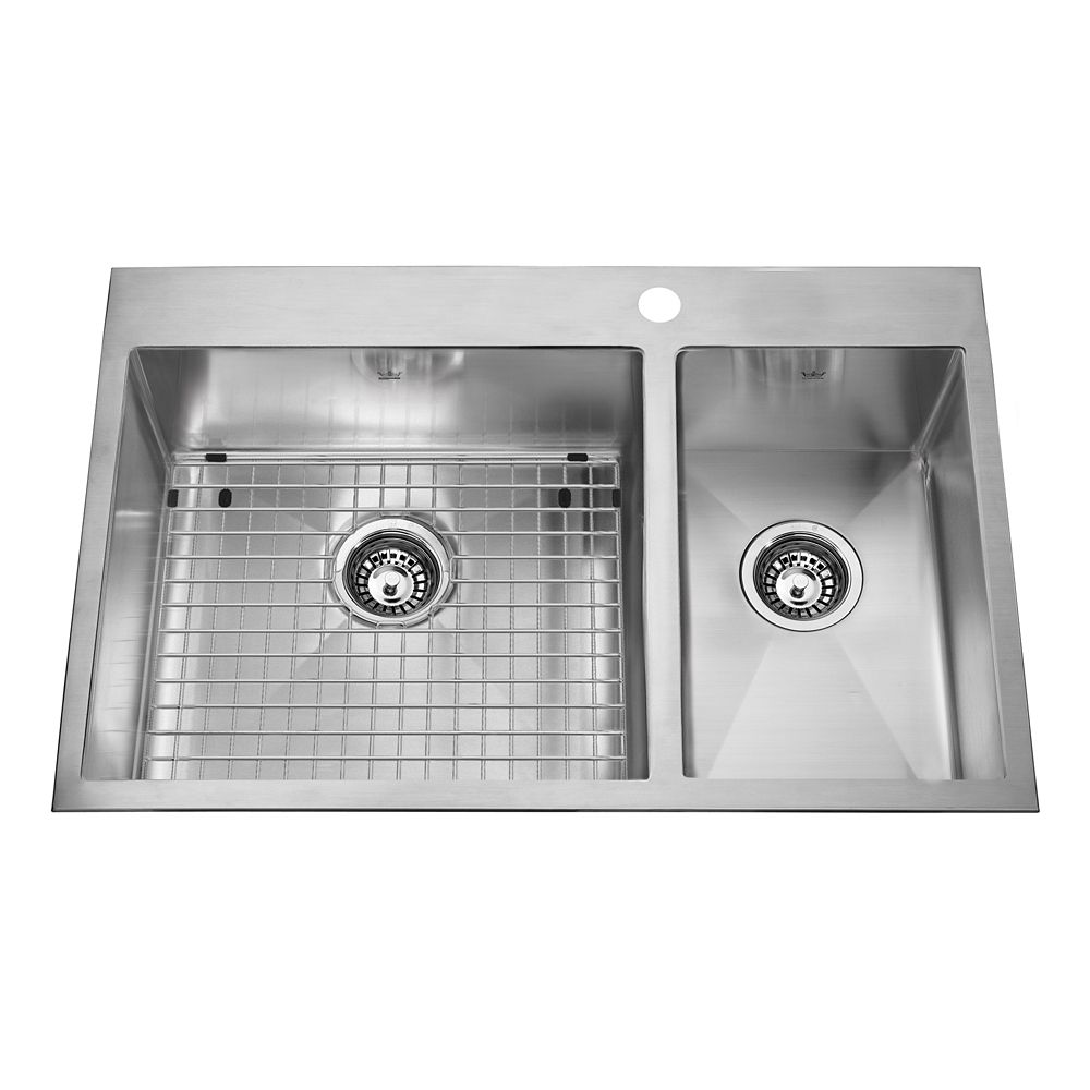 Kindred 18 Gauge SS hand fab sink & half dualmount kitchen sink, 12 mm