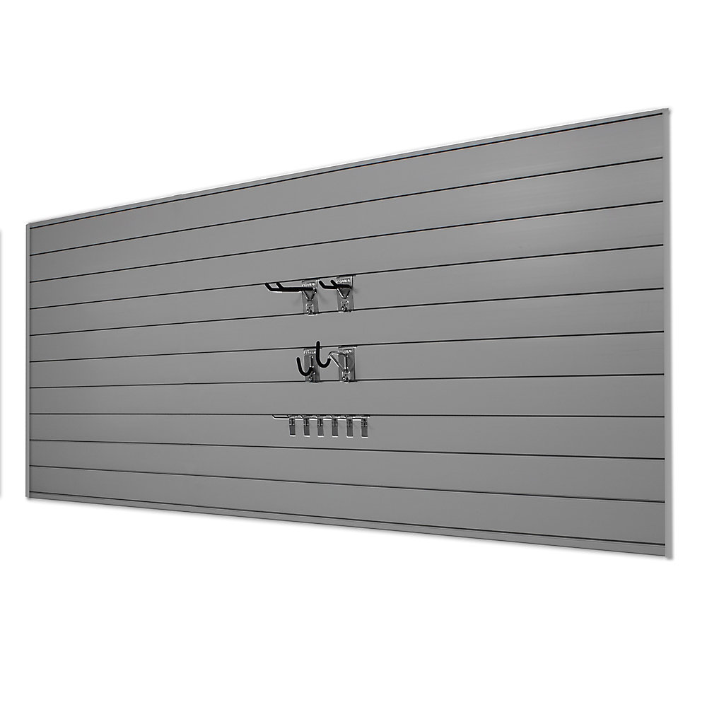 Starter 32 Sq Ft Garage Wall Storage System With 10 Hooks In Light Grey